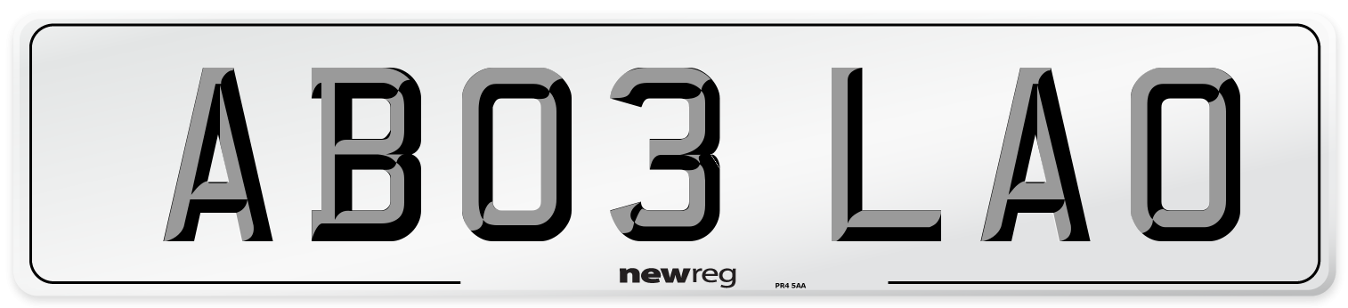 AB03 LAO Number Plate from New Reg